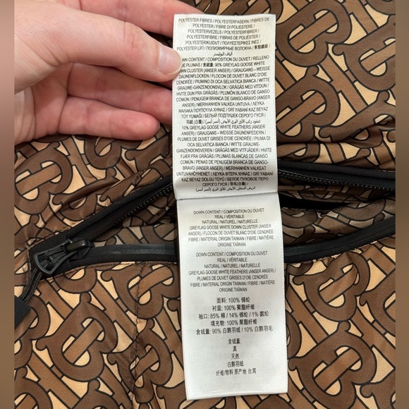 Burberry Monogram Down Puffer Coat Detachable Sleeve Tan Brown XXXL - Picture 14 of 15